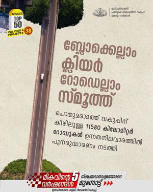 പാതകളുടെയും പാലങ്ങളുടെയും വികസനത്തിൽ അഭിമാനനേട്ടം