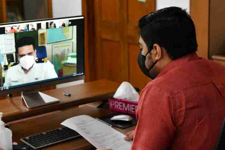 ജില്ലാ ദുരന്ത നിവാരണ അതോറിറ്റിയുടെ നേതൃത്വത്തിൽ നടത്തിയ അടിയന്തിര വീഡിയോ കോൺഫറൻസ്.  