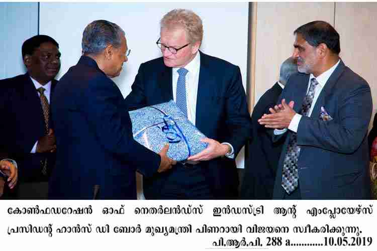 Confederation of Netherlands Industry and Employers  president receiving Chief Minister Pinarayi Vijayan