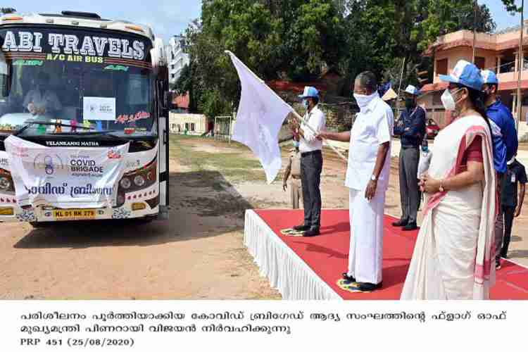 Chief Minister Pinarayi Vijayan flags off the first batch of Covid brigade
